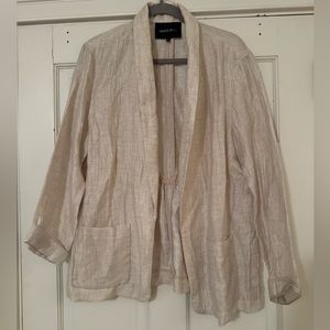 Lafayette 148 New York Women’s crinkle fabric open front jacket - cream gold L